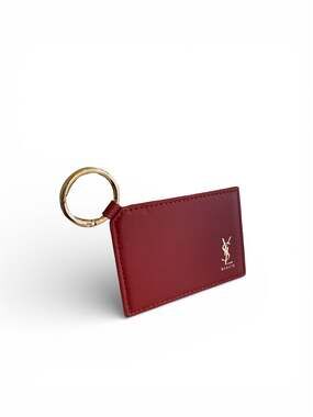 Yves Saint Laurent Beaute Red Faux Leather Mini Mirror Keyring